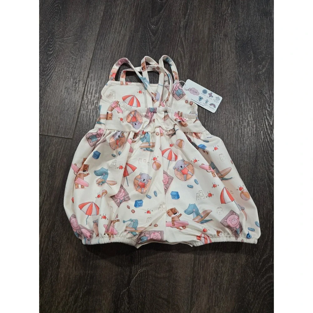 Pete + Lucy Baby Girls Beach Animal Print Bubble Romper 3-6M New